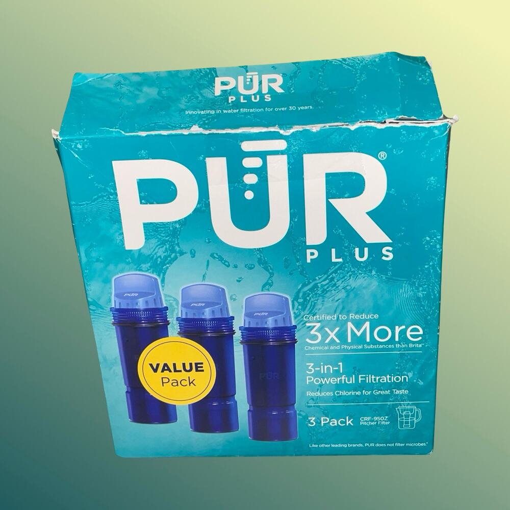 PUR Plus 3 Pack Water Pitcher Filters 3-in-1 Filtration CRF-95oz New Open Box
